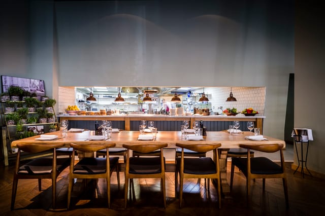Stylish dining setup at TOZI Restaurant, ideal for intimate events in London.