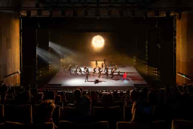 Chiaroscuro stage production at Factory International venue, dramatic lighting, event photography.
