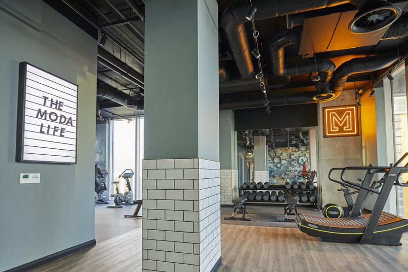 Industrial-chic gym in Angel Gardens for corporate wellness and fitness events.