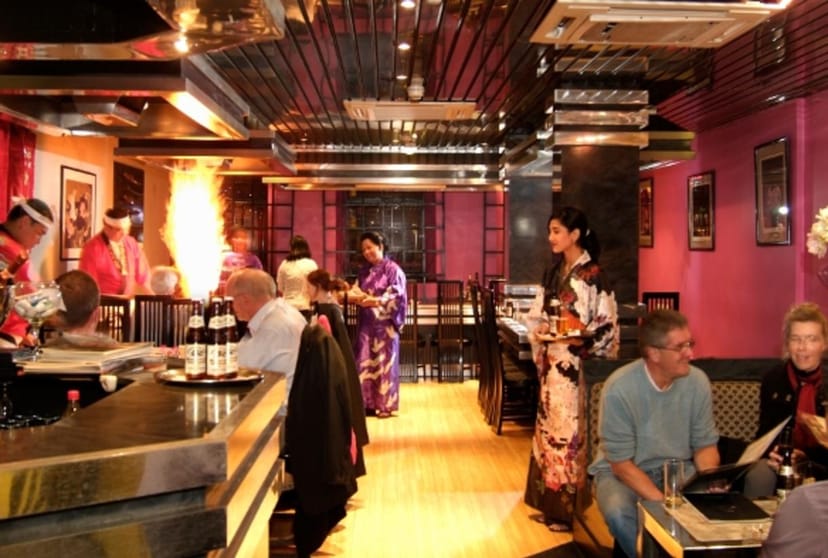 Teppanyaki restaurant with live cooking for group outings and corporate event dining.