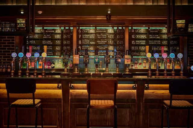 Craft beer bar at Founder’s Hall for corporate networking and conference reception.