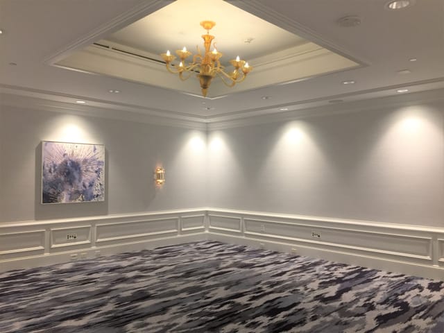 Ritz-Carlton Marina del Rey breakout room with elegant lighting for luxury boardrooms and workshops.