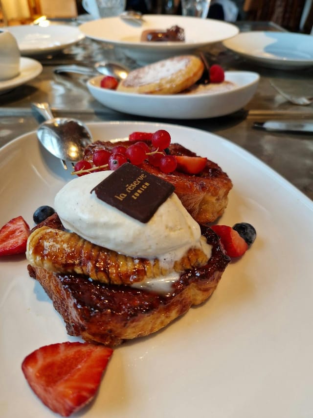 Branded plated dessert at Eden Kitchen & Bar for premium corporate gala or VIP breakfast event.