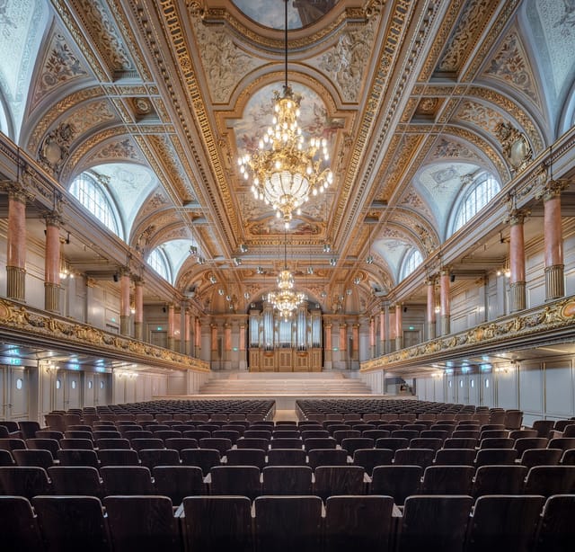Historic Grosse Tonhalle concert hall, elegant venue for gala awards and keynote events.
