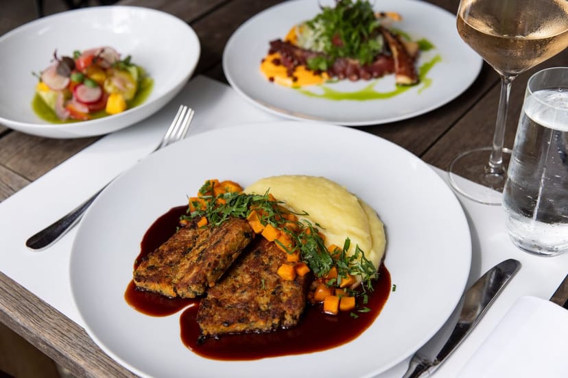 Premium multi-course banquet setup at LaSalle Restaurant for high-end corporate events.