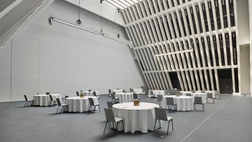Zurich Convention Center banquet hall with high ceilings for gala and corporate events.