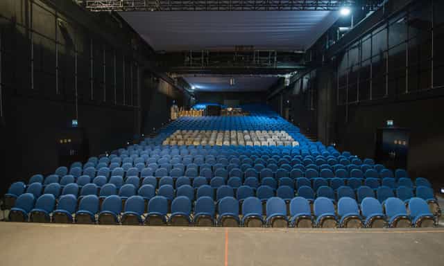 MAAG Halle black-box auditorium with tiered seating for corporate events and theater productions.