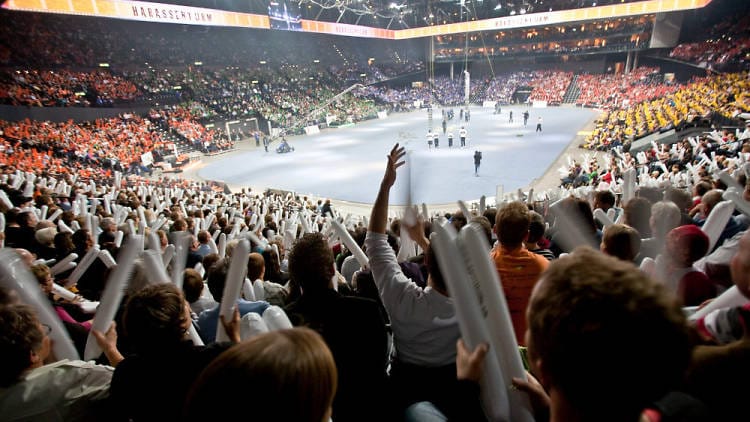 Hallenstadion Zurich arena with tiered seating for large-scale live production and events.