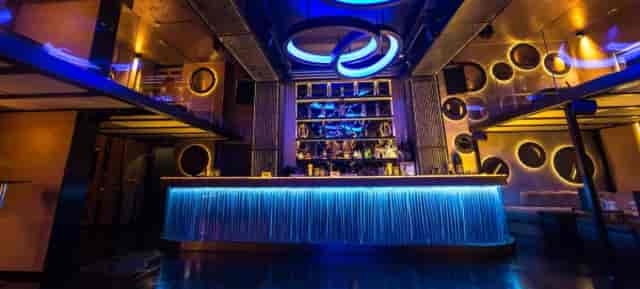 Modern VIP bar lounge with LED accents for brand activations and corporate networking events.