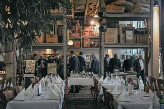 Industrial-chic Chicago event venue with vintage decor for corporate receptions and networking.