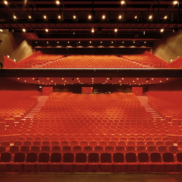 Multi-tier Theater11 plenary hall with high-capacity seating for large-scale corporate events.