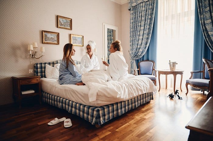 Luxury hotel suite set for VIP executive retreat or incentive travel meeting.