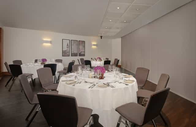 Elegant dining setup in Millennium Suite, Park Plaza County Hall for events.