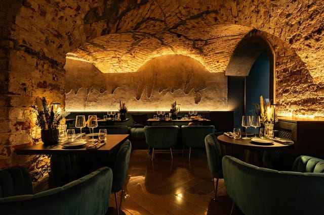 Harper Woolf bar with vaulted stone ceilings for private dinners and VIP board meetings.