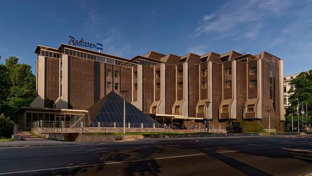 Mid-century modern Radisson Blu Ridzene hotel conference venue for corporate events.