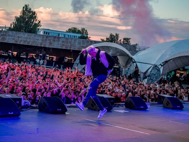Wondersala outdoor music festival featuring headline performer and large crowd at stage.