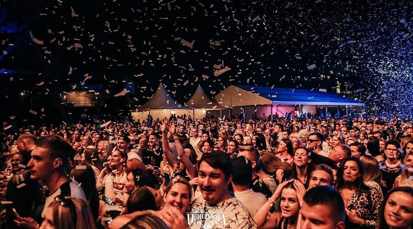 Outdoor Wondersala event activation with confetti cannons for high-energy brand experiences.