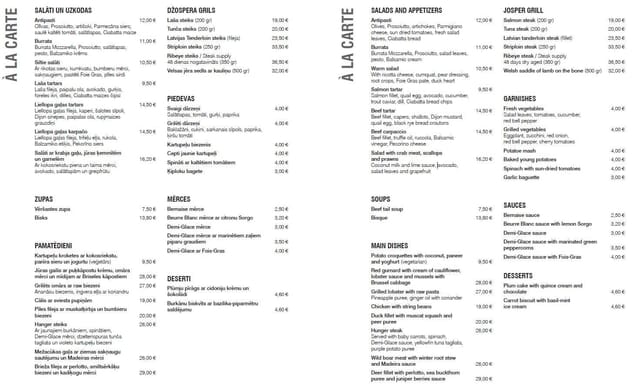 Bilingual à la carte menu for Accor Live Limitless banquet and group dining event planning.