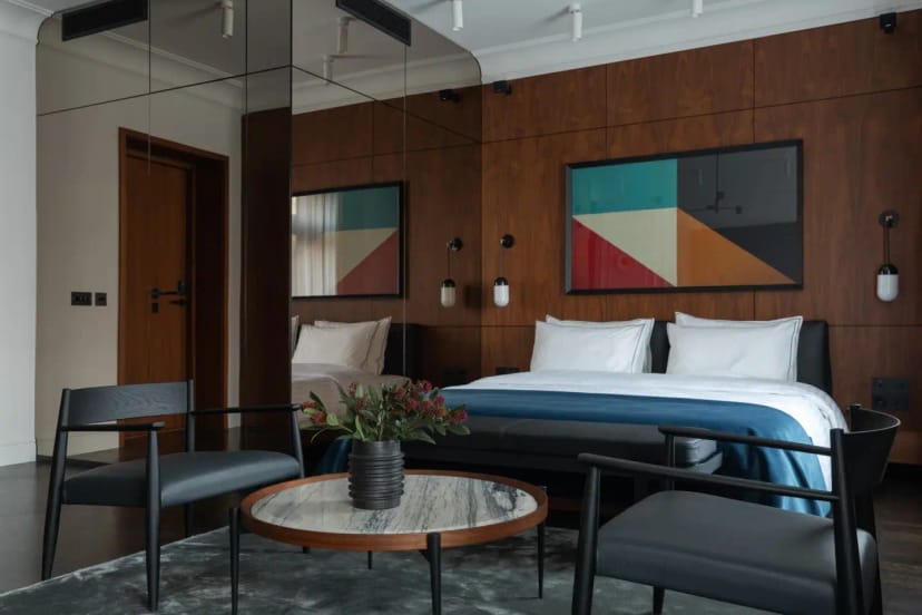 Modern hotel boardroom at A22 Hotel for executive VIP meetings and corporate offsites.