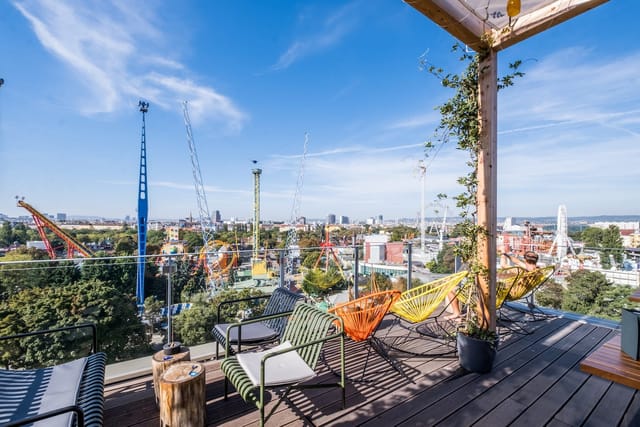 Zoku Vienna rooftop venue for networking and incentive events with iconic skyline views.