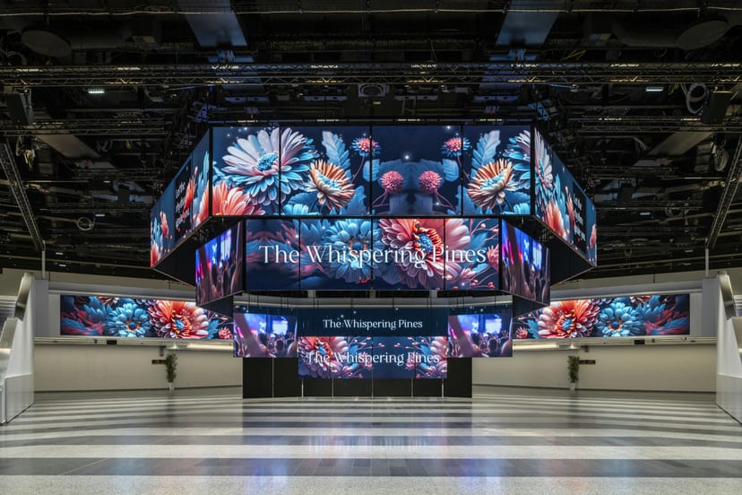 polySTAGE LED halo array in Austria Center Vienna for high-impact corporate event venue setup.