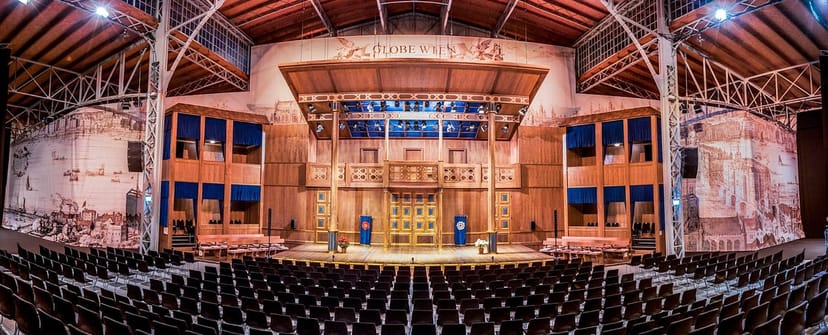 Tiered theater venue at Cafe in Globe Wien for gala presentations and corporate keynotes.