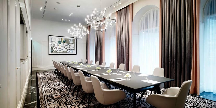 Luxury boardroom in Sans Souci Boutique Hotel for VIP meetings and corporate events.