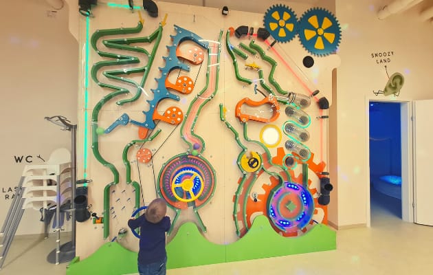 Interactive wall installation at MuSe for family-friendly events and childcare zones.