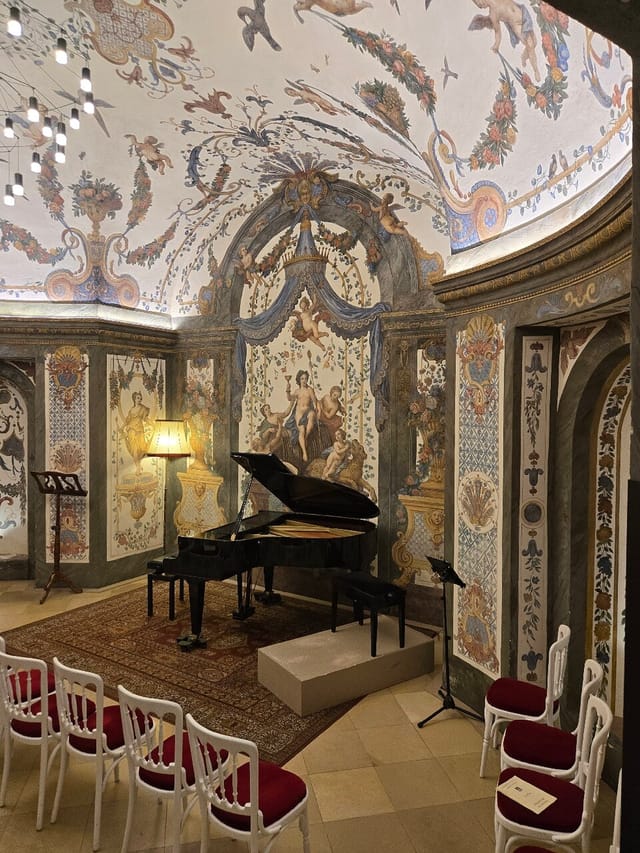 Mozarthaus Vienna concert hall with ornate frescoed walls for intimate VIP events.