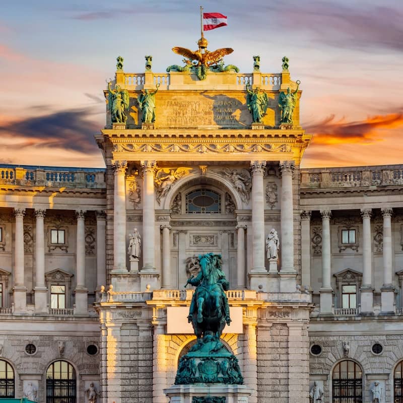 Hofburg Museum facade, historic landmark venue for prestigious galas and corporate receptions.