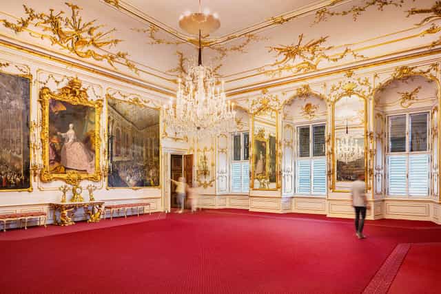 Opulent baroque Zeremoniensaal at Schloss Schönbrunn, perfect for VIP receptions and formal galas.
