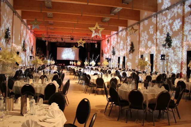 Palladion XXI winter gala lounge with thematic décor for formal holiday event planning.