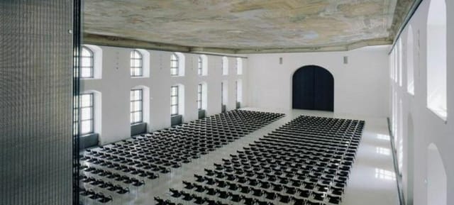 Jesuitensaal with historic frescoed ceiling, ideal for theater-style conference and gala events.