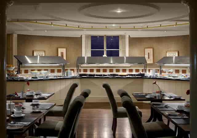 Buffet setup in Radisson Blu St. Helen's banquet hall for professional event catering.