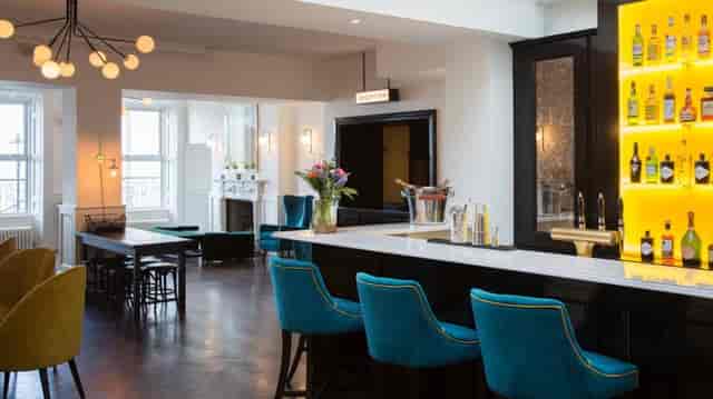 Haddington House lobby with lounge seating for networking events and corporate receptions.
