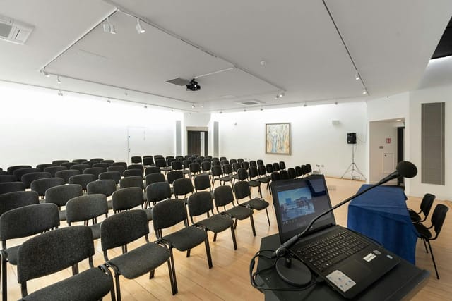 Theater-style meeting room at DCU Conferencing Dublin for corporate training and presentations.