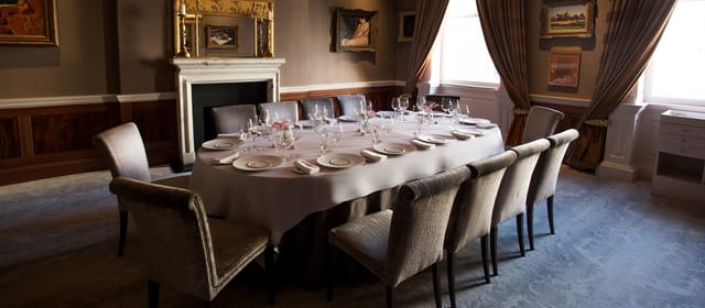 Private dining room at Restaurant Patrick Guilbaud for luxury executive meetings and VIP dinners.