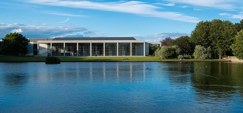 O'Reilly Hall UCD, glass-walled waterfront venue for corporate retreats and networking events.