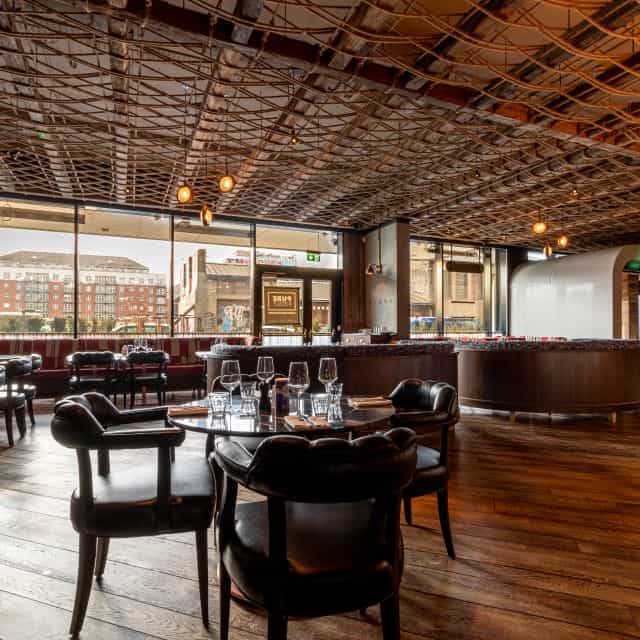 Upscale industrial-chic Mackenzie’s restaurant for corporate dinners and networking events.