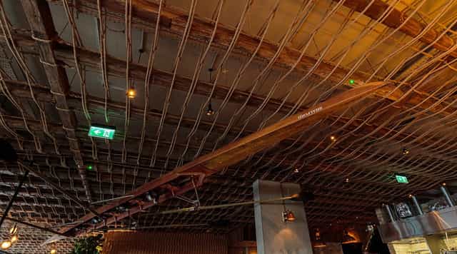 Mackenzie's restaurant with nautical rowing shell decor for corporate events and receptions.