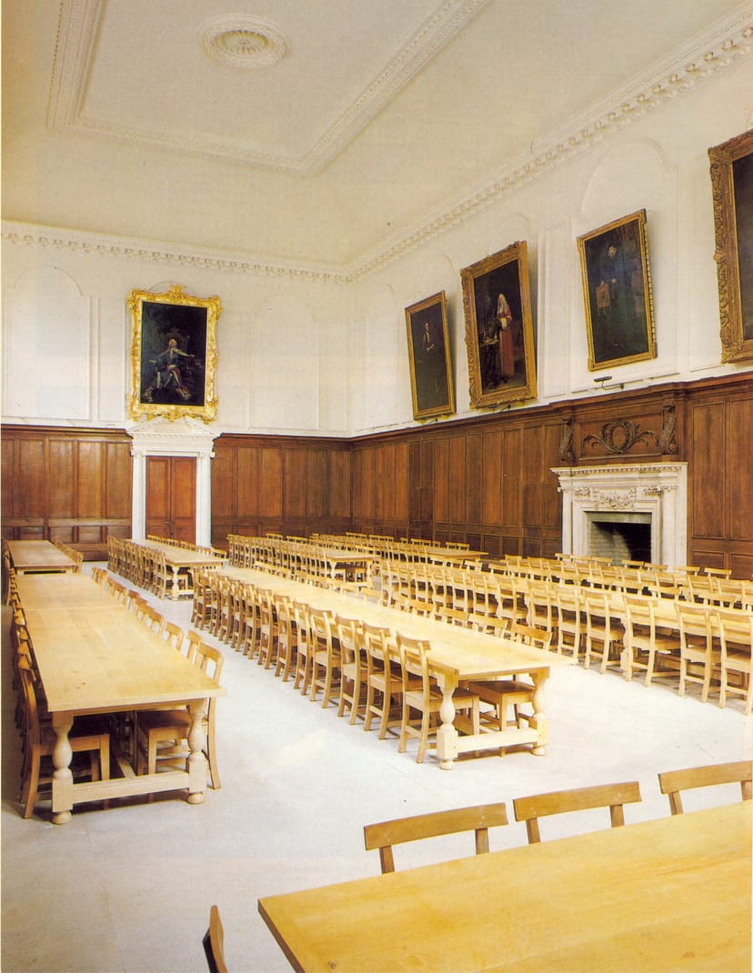Historic Trinity College Dublin Dining Hall with long-table banquet setup for gala dinners.