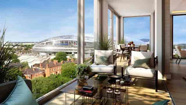 VIP hospitality suite in The Penthouse with stadium view for executive retreats and networking.