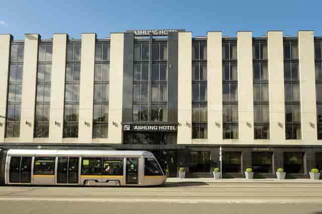 Ashling Hotel bar interior, modern transit-accessible venue for city-center corporate conferences.