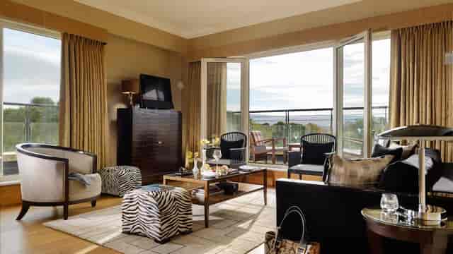 VIP meeting room with terrace access for executive strategy sessions and corporate hospitality.