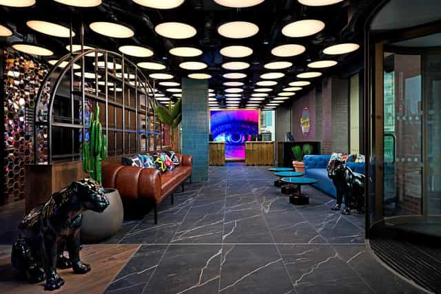 NYX Hotel Dublin lobby: eclectic event space for creative conferences and cocktail receptions.