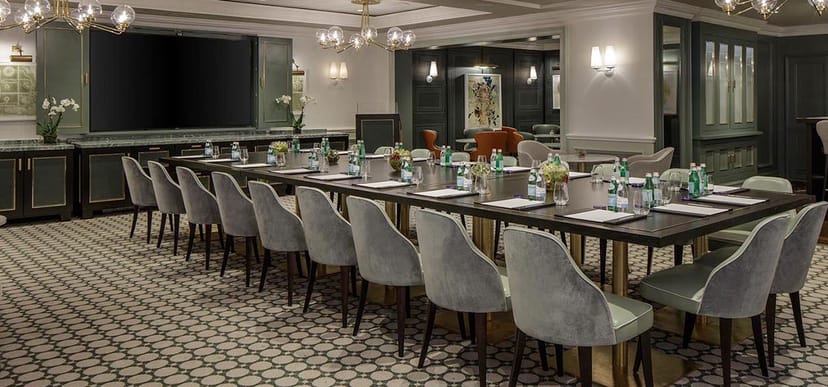 Conrad Dublin boardroom: formal long-table setup for executive meetings and corporate events.