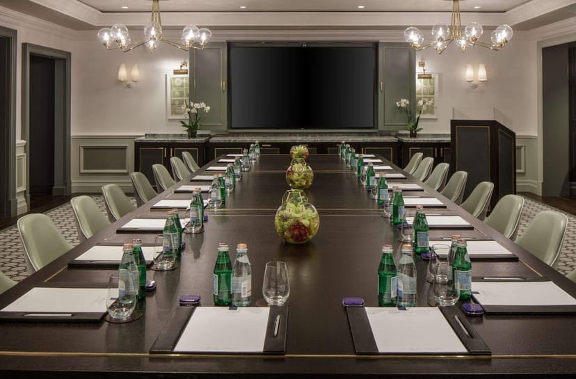 Boardroom-style dining area at Conrad Dublin for professional executive meetings and events.