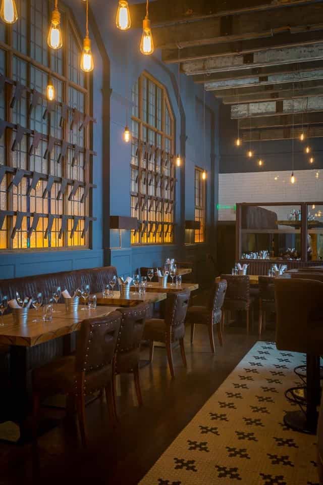 Cleaver East industrial-chic private dining room for corporate dinner and networking events.