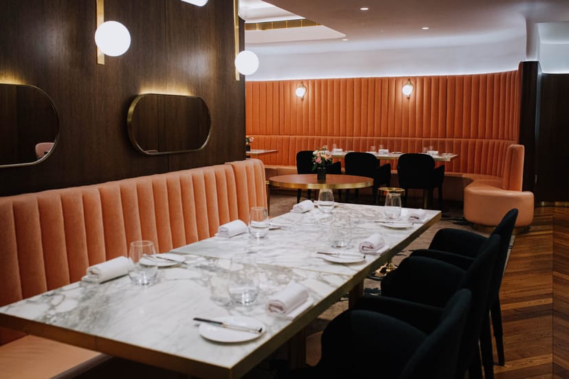 Modern private dining room at Glovers Alley for corporate events and VIP board meetings.