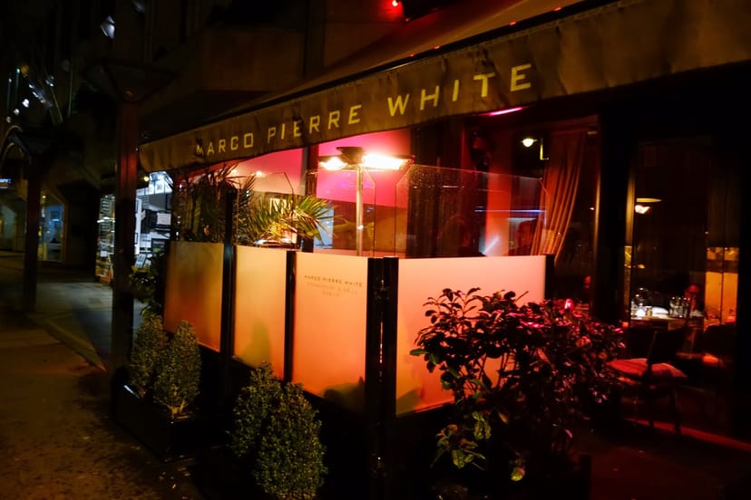 Marco Pierre White Donnybrook outdoor dining, upscale networking event venue.